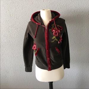 🌹Lucky Brand Velvet Floral Hoodie🌹